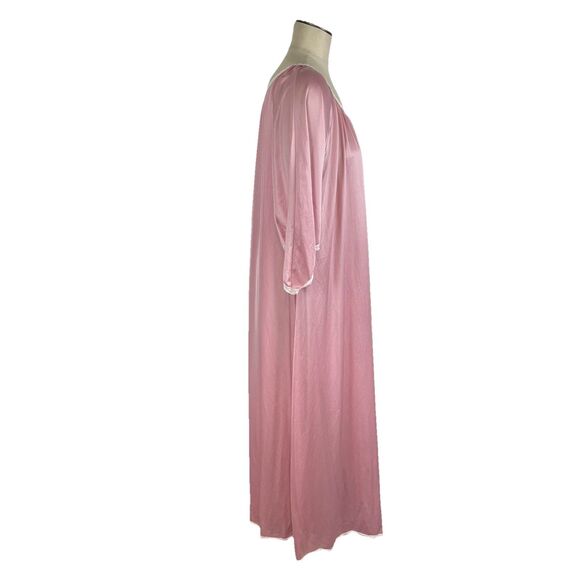 VTG Plus Size Nylon Dusty Rose Pink Maxi Nightgown Slip Dress 51 inch Bust - Picture 11 of 11